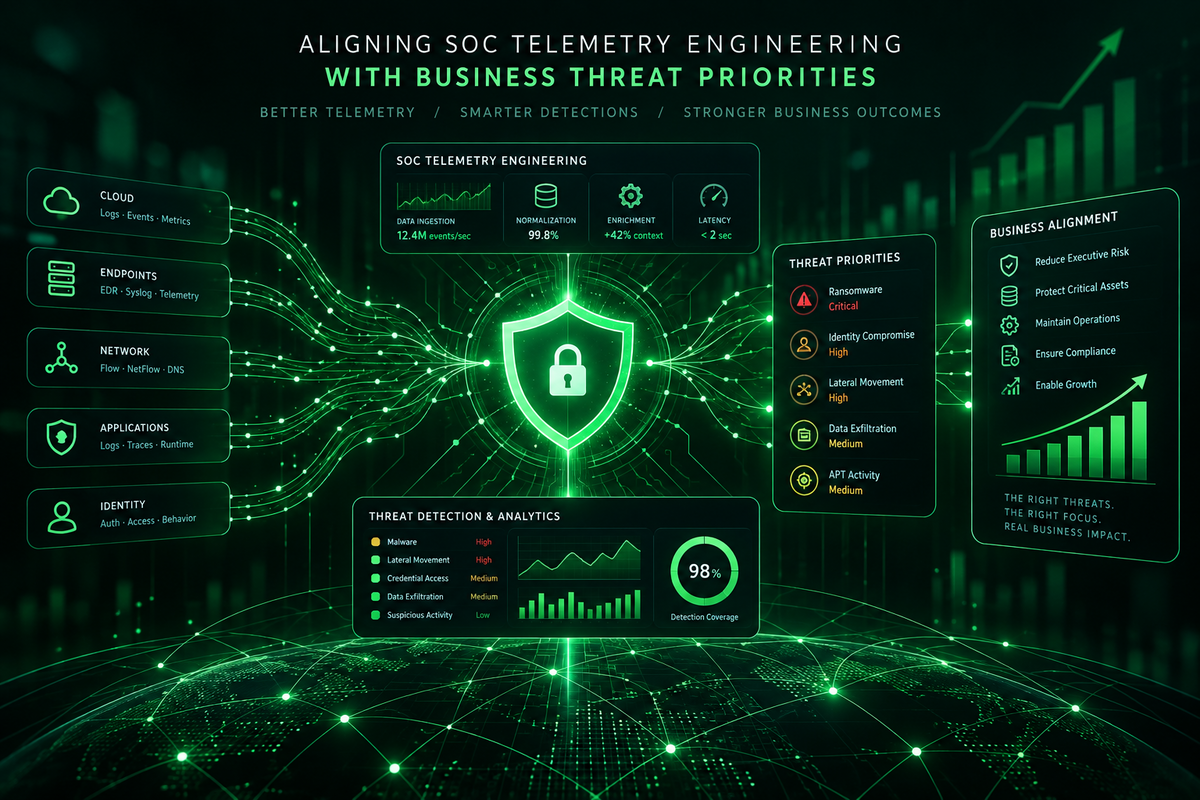 Aligning SOC Telemetry Engineering with Business Threat Priorities