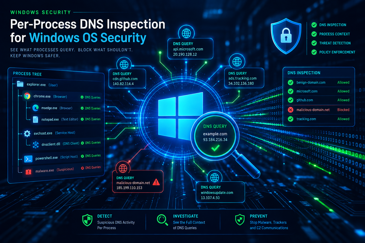 Per-Process DNS Inspection for Windows OS Security